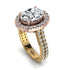 Two Tones Gorgeous Oval Cut Diamond Pave Double Shank Engagement Ring With Hidden Stone - Phoebe No. 76