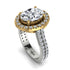 Two Tones Gorgeous Oval Cut Diamond Pave Double Shank Engagement Ring With Hidden Stone - Phoebe No. 77