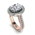 Two Tones Gorgeous Oval Cut Diamond Pave Double Shank Engagement Ring With Hidden Stone - Phoebe No. 78