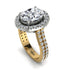 Two Tones Gorgeous Oval Cut Diamond Pave Double Shank Engagement Ring With Hidden Stone - Phoebe No. 77