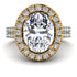 Two Tones Gorgeous Oval Cut Diamond Pave Double Shank Engagement Ring With Hidden Stone - Phoebe No. 77