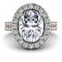 Two Tones Gorgeous Oval Cut Diamond Pave Double Shank Engagement Ring With Hidden Stone - Phoebe No. 78