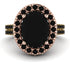 Two Tones Gorgeous Oval Cut Black Diamond Pave Double Shank Engagement Ring With Hidden Stone - Phoebe No. 79