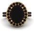 Two Tones Gorgeous Oval Cut Black Diamond Pave Double Shank Engagement Ring With Hidden Stone - Phoebe No. 79