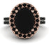 Two Tones Gorgeous Oval Cut Black Diamond Pave Double Shank Engagement Ring With Hidden Stone - Phoebe No. 81