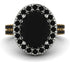 Two Tones Gorgeous Oval Cut Black Diamond Pave Double Shank Engagement Ring With Hidden Stone - Phoebe No. 80