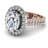 Two Tones Gorgeous Oval Cut Diamond Pave Double Shank Engagement Ring With Hidden Stone - Phoebe No. 78