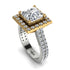 Two Tones Gorgeous Princess Cut Diamond Pave Double Shank Engagement Ring With Hidden Stone - Margot No. 77