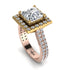 Two Tones Gorgeous Princess Cut Diamond Pave Double Shank Engagement Ring With Hidden Stone - Margot No. 76