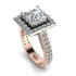 Two Tones Gorgeous Princess Cut Diamond Pave Double Shank Engagement Ring With Hidden Stone - Margot No. 78