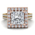 Two Tones Gorgeous Princess Cut Diamond Pave Double Shank Engagement Ring With Hidden Stone - Margot No. 76