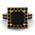 Two Tones Gorgeous Princess Cut Black Diamond Pave Double Shank Engagement Ring With Hidden Stone - Margot No. 79