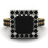 Two Tones Gorgeous Princess Cut Black Diamond Pave Double Shank Engagement Ring With Hidden Stone - Margot No. 80