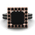 Two Tones Gorgeous Princess Cut Black Diamond Pave Double Shank Engagement Ring With Hidden Stone - Margot No. 81