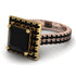Two Tones Gorgeous Princess Cut Black Diamond Pave Double Shank Engagement Ring With Hidden Stone - Margot No. 79