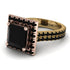 Two Tones Gorgeous Princess Cut Black Diamond Pave Double Shank Engagement Ring With Hidden Stone - Margot No. 79