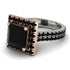 Two Tones Gorgeous Princess Cut Black Diamond Pave Double Shank Engagement Ring With Hidden Stone - Margot No. 81