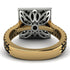 Two Tones Gorgeous Princess Cut Black Diamond Pave Double Shank Engagement Ring With Hidden Stone - Margot No. 80