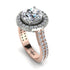 Two Tones Gorgeous Round Cut Diamond Pave Double Shank Engagement Ring With Hidden Stone - Ellen No. 78
