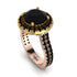 Two Tones Gorgeous Round Cut Black Diamond Pave Double Shank Engagement Ring With Hidden Stone - Ellen No. 79