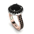 Two Tones Gorgeous Round Cut Black Diamond Pave Double Shank Engagement Ring With Hidden Stone - Ellen No. 81