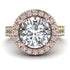 Two Tones Gorgeous Round Cut Diamond Pave Double Shank Engagement Ring With Hidden Stone - Ellen No. 76