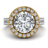 Two Tones Gorgeous Round Cut Diamond Pave Double Shank Engagement Ring With Hidden Stone - Ellen No. 77