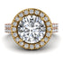 Two Tones Gorgeous Round Cut Diamond Pave Double Shank Engagement Ring With Hidden Stone - Ellen No. 76