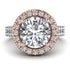 Two Tones Gorgeous Round Cut Diamond Pave Double Shank Engagement Ring With Hidden Stone - Ellen No. 78