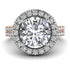 Two Tones Gorgeous Round Cut Diamond Pave Double Shank Engagement Ring With Hidden Stone - Ellen No. 78