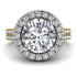 Two Tones Gorgeous Round Cut Diamond Pave Double Shank Engagement Ring With Hidden Stone - Ellen No. 77