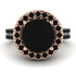 Two Tones Gorgeous Round Cut Black Diamond Pave Double Shank Engagement Ring With Hidden Stone - Ellen No. 81