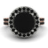 Two Tones Gorgeous Round Cut Black Diamond Pave Double Shank Engagement Ring With Hidden Stone - Ellen No. 81