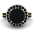 Two Tones Gorgeous Round Cut Black Diamond Pave Double Shank Engagement Ring With Hidden Stone - Ellen No. 80