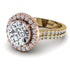 Two Tones Gorgeous Round Cut Diamond Pave Double Shank Engagement Ring With Hidden Stone - Ellen No. 76