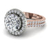 Two Tones Gorgeous Round Cut Diamond Pave Double Shank Engagement Ring With Hidden Stone - Ellen No. 78