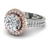 Two Tones Gorgeous Round Cut Diamond Pave Double Shank Engagement Ring With Hidden Stone - Ellen No. 78