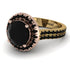 Two Tones Gorgeous Round Cut Black Diamond Pave Double Shank Engagement Ring With Hidden Stone - Ellen No. 79