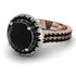 Two Tones Gorgeous Round Cut Black Diamond Pave Double Shank Engagement Ring With Hidden Stone - Ellen No. 81