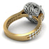 Two Tones Gorgeous Round Cut Diamond Pave Double Shank Engagement Ring With Hidden Stone - Ellen No. 77