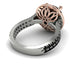 Two Tones Gorgeous Round Cut Black Diamond Pave Double Shank Engagement Ring With Hidden Stone - Ellen No. 81