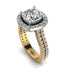 Two Tones Gorgeous Cushion Cut Diamond Pave Double Shank Engagement Ring With Hidden Stone - Kira No. 77