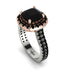 Two Tones Gorgeous Cushion Cut Black Diamond Pave Double Shank Engagement Ring With Hidden Stone - Kira No. 81