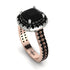 Two Tones Gorgeous Cushion Cut Black Diamond Pave Double Shank Engagement Ring With Hidden Stone - Kira No. 81