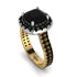 Two Tones Gorgeous Cushion Cut Black Diamond Pave Double Shank Engagement Ring With Hidden Stone - Kira No. 80