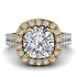 Two Tones Gorgeous Cushion Cut Diamond Pave Double Shank Engagement Ring With Hidden Stone - Kira No. 77