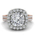 Two Tones Gorgeous Cushion Cut Diamond Pave Double Shank Engagement Ring With Hidden Stone - Kira No. 78