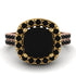 Two Tones Gorgeous Cushion Cut Black Diamond Pave Double Shank Engagement Ring With Hidden Stone - Kira No. 79