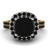 Two Tones Gorgeous Cushion Cut Black Diamond Pave Double Shank Engagement Ring With Hidden Stone - Kira No. 80