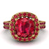 Gorgeous Cushion Cut Ruby Pave Double Shank Engagement Ring With Hidden Stone - Kira No. 55